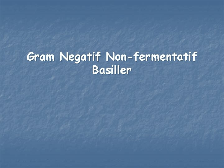 Gram Negatif Non-fermentatif Basiller 