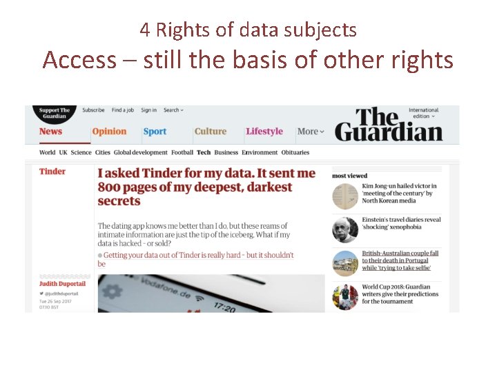 4 Rights of data subjects Access – still the basis of other rights 