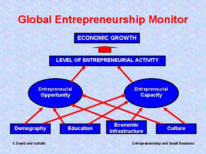Global Entrepreneurship Monitor ECONOMIC GROWTH LEVEL OF ENTREPRENEURIAL ACTIVITY Entrepreneurial Opportunity Capacity Demography 1: