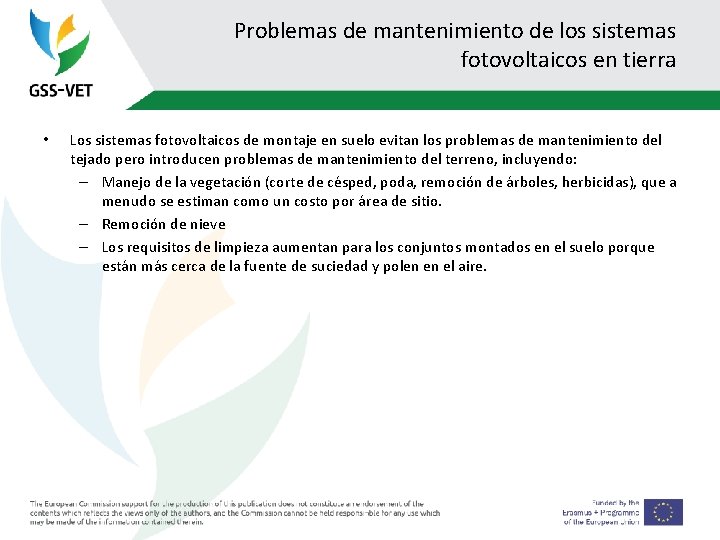 Problemas de mantenimiento de los sistemas fotovoltaicos en tierra • Los sistemas fotovoltaicos de