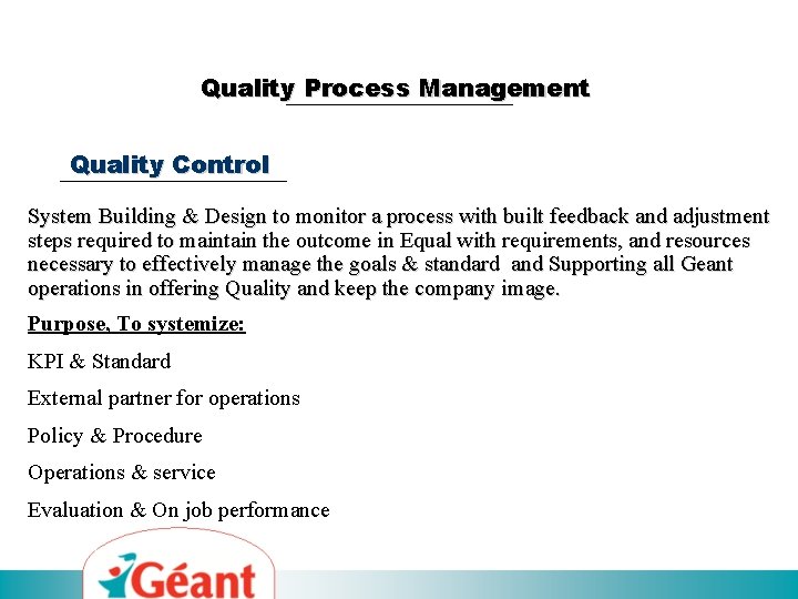 Quality Process Management Quality Control System Building & Design to monitor a process with