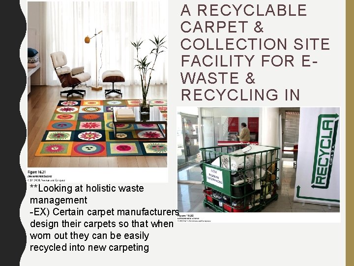 A RECYCLABLE CARPET & COLLECTION SITE FACILITY FOR EWASTE & RECYCLING IN CHILE. **Looking