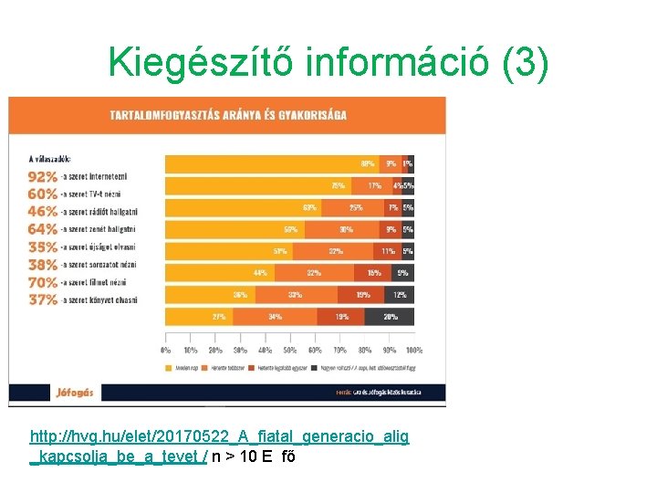 Kiegészítő információ (3) http: //hvg. hu/elet/20170522_A_fiatal_generacio_alig _kapcsolja_be_a_tevet / n > 10 E fő 