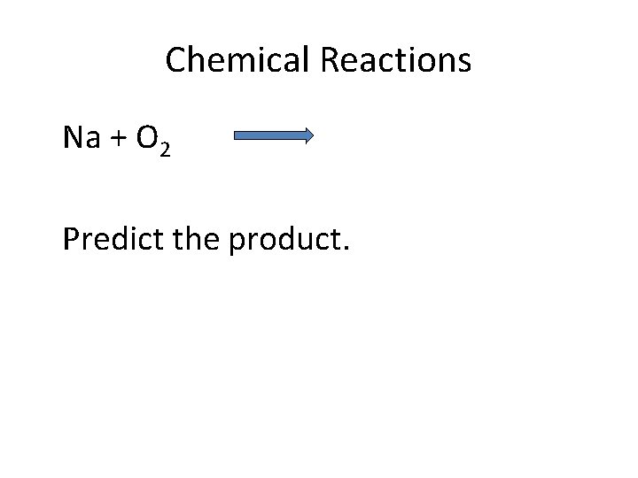 Chemical Reactions Na + O 2 Predict the product. 
