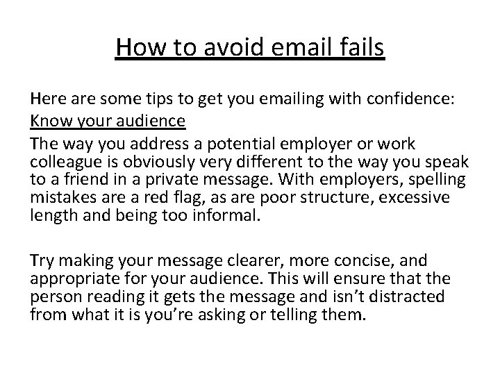 How to avoid email fails Here are some tips to get you emailing with