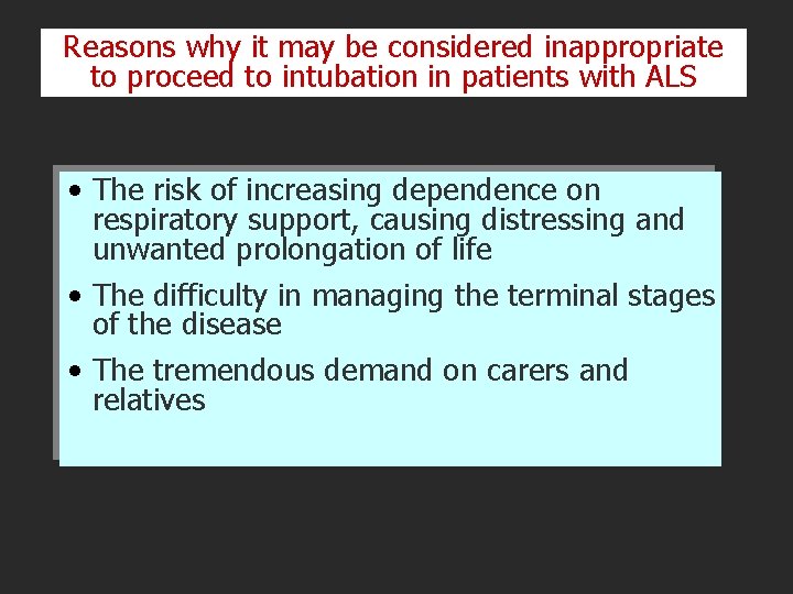 Reasons why it may be considered inappropriate to proceed to intubation in patients with