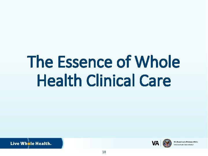 The Essence of Whole Health Clinical Care 18 