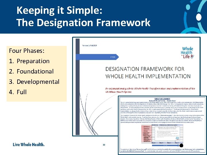 Keeping it Simple: The Designation Framework Four Phases: 1. Preparation 2. Foundational 3. Developmental