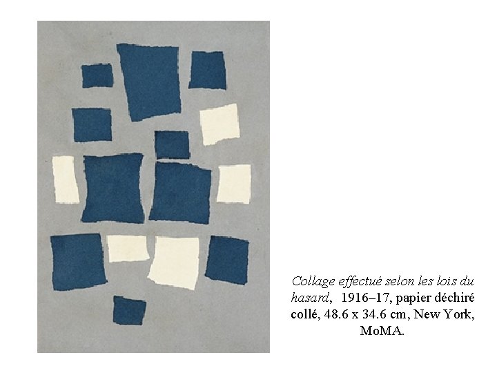 Collage effectué selon les lois du hasard, 1916– 17, papier déchiré collé, 48. 6 Collage effectué selon les lois du hasard, 1916– 17, papier déchiré collé, 48. 6