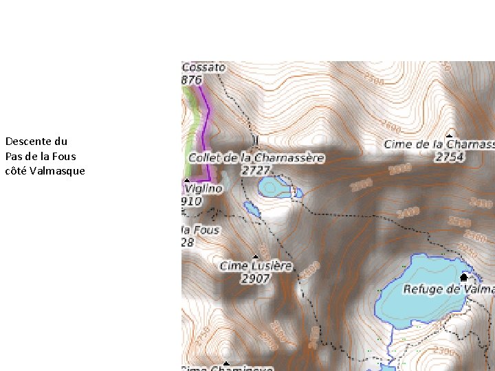 Descente du Pas de la Fous côté Valmasque 