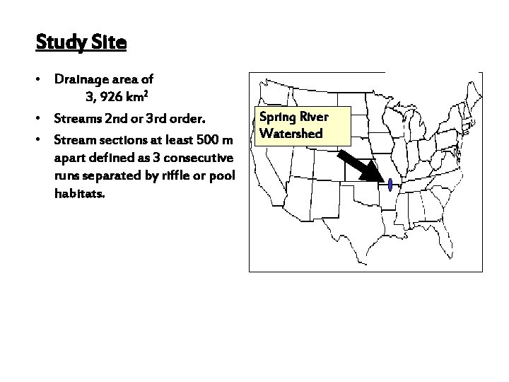 Study Site • Drainage area of 3, 926 km 2 • Streams 2 nd