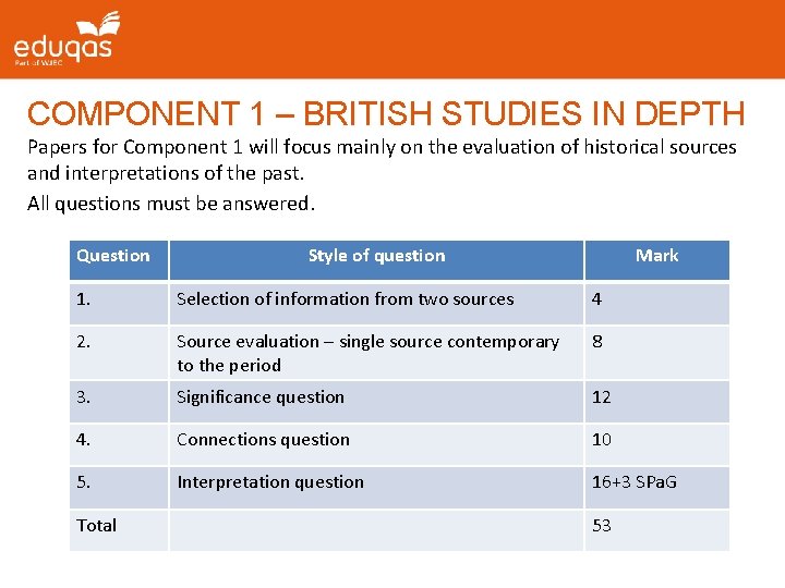 COMPONENT 1 – BRITISH STUDIES IN DEPTH Papers for Component 1 will focus mainly COMPONENT 1 – BRITISH STUDIES IN DEPTH Papers for Component 1 will focus mainly