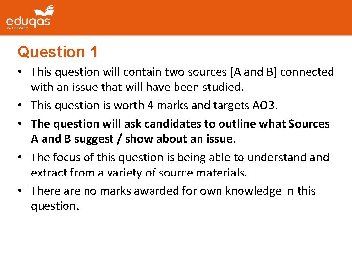 Question 1 • This question will contain two sources [A and B] connected with
