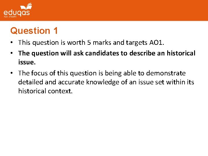 Question 1 • This question is worth 5 marks and targets AO 1. • Question 1 • This question is worth 5 marks and targets AO 1. •
