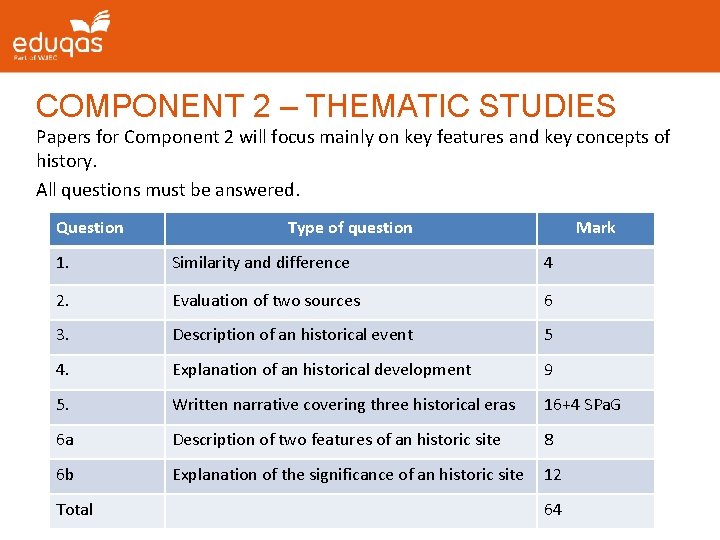 COMPONENT 2 – THEMATIC STUDIES Papers for Component 2 will focus mainly on key COMPONENT 2 – THEMATIC STUDIES Papers for Component 2 will focus mainly on key
