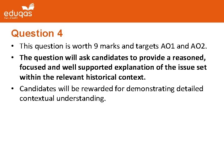 Question 4 • This question is worth 9 marks and targets AO 1 and Question 4 • This question is worth 9 marks and targets AO 1 and