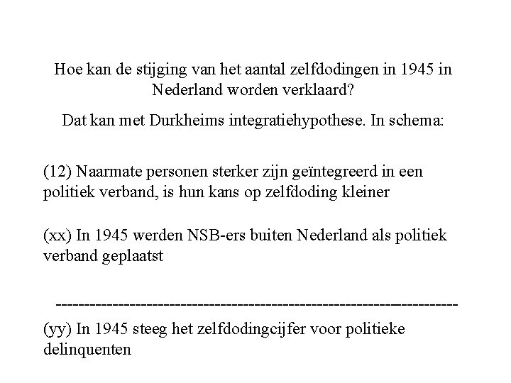 Hoe kan de stijging van het aantal zelfdodingen in 1945 in Nederland worden verklaard?