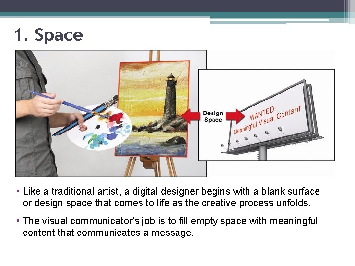 1. Space • Like a traditional artist, a digital designer begins with a blank
