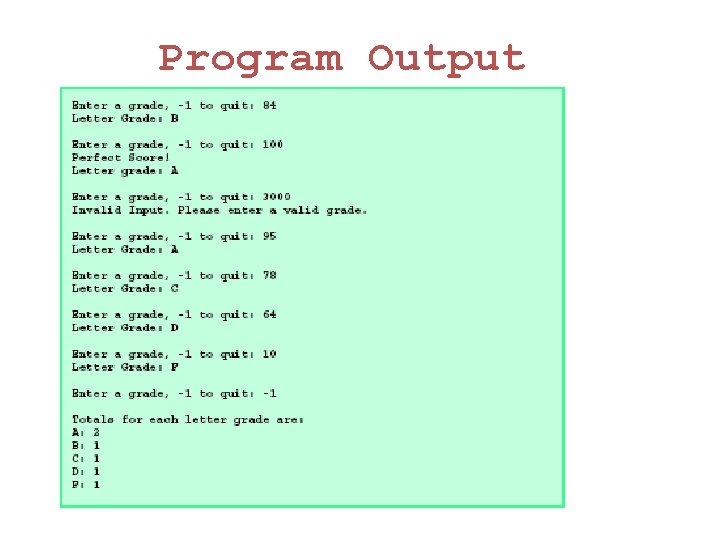 Program Output 