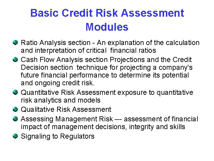 Basic Credit Risk Assessment Modules Ratio Analysis section - An explanation of the calculation