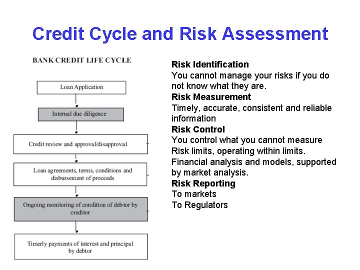 Credit Cycle and Risk Assessment Risk Identification You cannot manage your risks if you