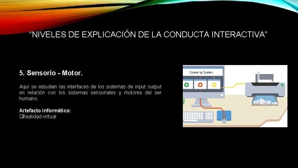 “NIVELES DE EXPLICACIÓN DE LA CONDUCTA INTERACTIVA” 5. Sensorio - Motor. Aquí se estudian