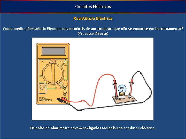 Circuitos Eléctricos Resistência Eléctrica Como medir a Resistência Eléctrica aos terminais de um condutor