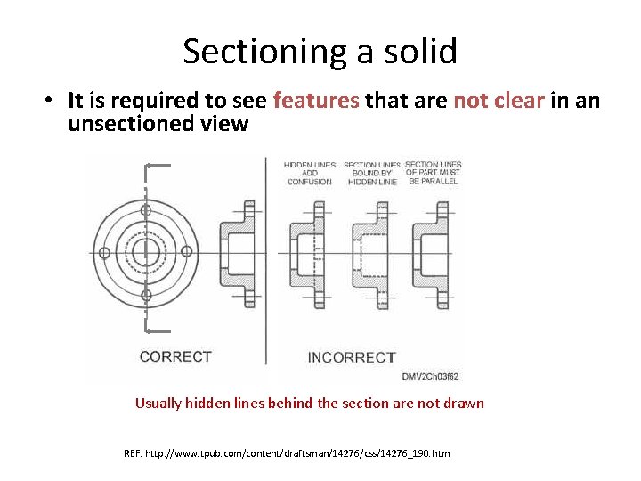 Sectioning a solid • It is required to see features that are not clear