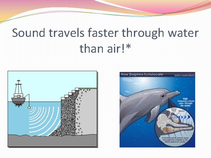Sound travels faster through water than air!* 