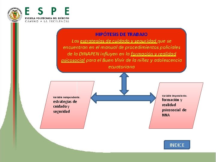 HIPÓTESIS DE TRABAJO Las estrategias de cuidado y seguridad que se encuentran en el