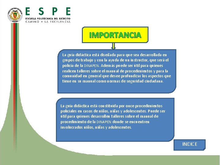 IMPORTANCIA La guía didáctica está diseñada para que sea desarrollada en grupos de trabajo