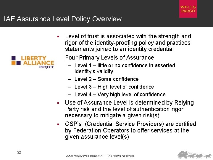 IAF Assurance Level Policy Overview Level of trust is associated with the strength and