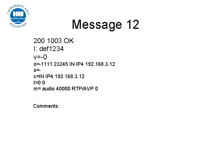 Message 12 200 1003 OK I: def 1234 v=-0 o=-1111 23245 IN IP 4