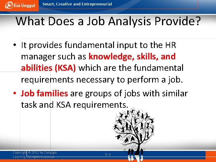 What Does a Job Analysis Provide? • It provides fundamental input to the HR