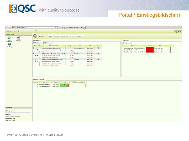 Portal / Einstiegsbildschirm © QSC Quality Software & Consulting | www. qsc-group. com 