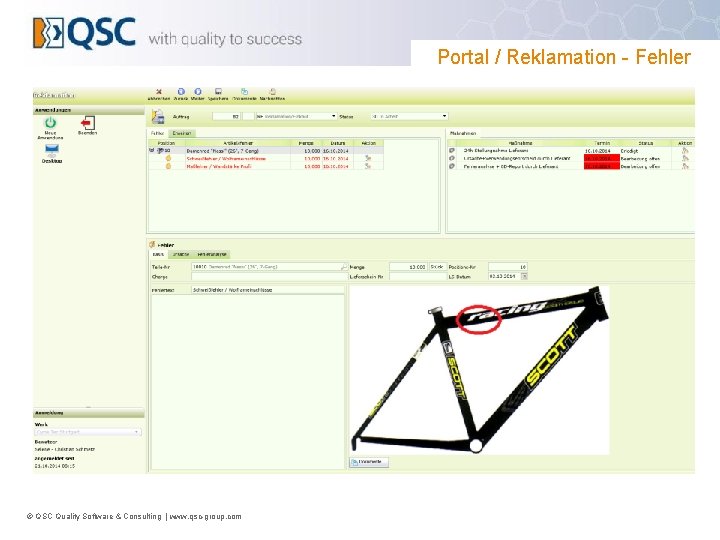 Portal / Reklamation - Fehler © QSC Quality Software & Consulting | www. qsc-group.