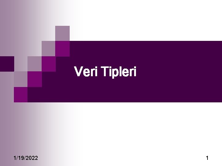 Veri Tipleri 1/19/2022 1 