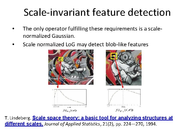 Scale-invariant feature detection • • The only operator fulfilling these requirements is a scalenormalized