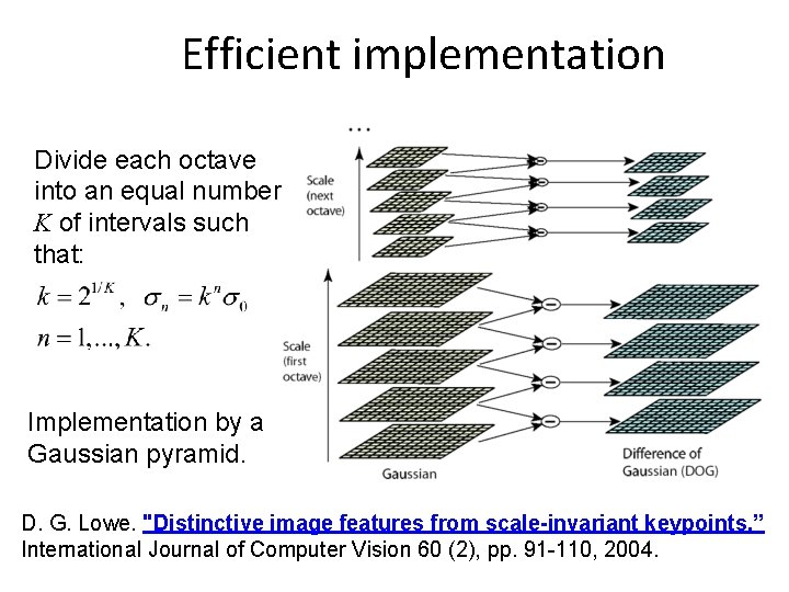 Efficient implementation Divide each octave into an equal number K of intervals such that: