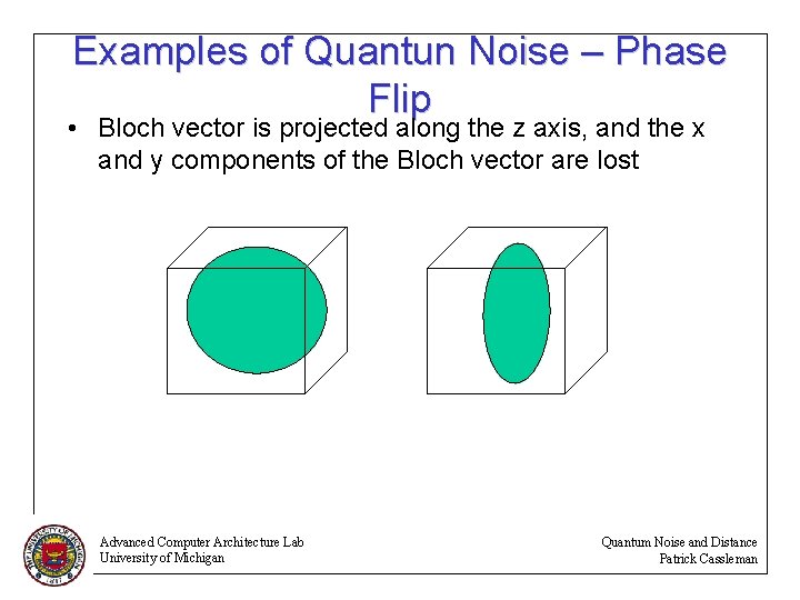 Examples of Quantun Noise – Phase Flip • Bloch vector is projected along the