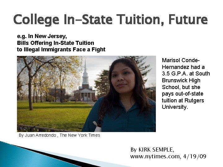 College In-State Tuition, Future e. g. In New Jersey, Bills Offering In-State Tuition to