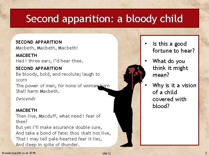 Second apparition: a bloody child SECOND APPARITION Macbeth, Macbeth! • Is this a good