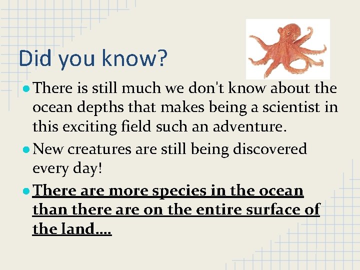 Did you know? ● There is still much we don't know about the ocean