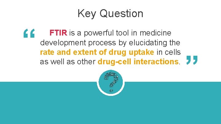 Key Question “ “ FTIR isthe a powerful tool in medicine Could drug uptake Key Question “ “ FTIR isthe a powerful tool in medicine Could drug uptake