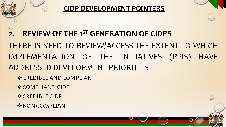 CIDP DEVELOPMENT POINTERS 2. REVIEW OF THE 1 ST GENERATION OF CIDPS THERE IS