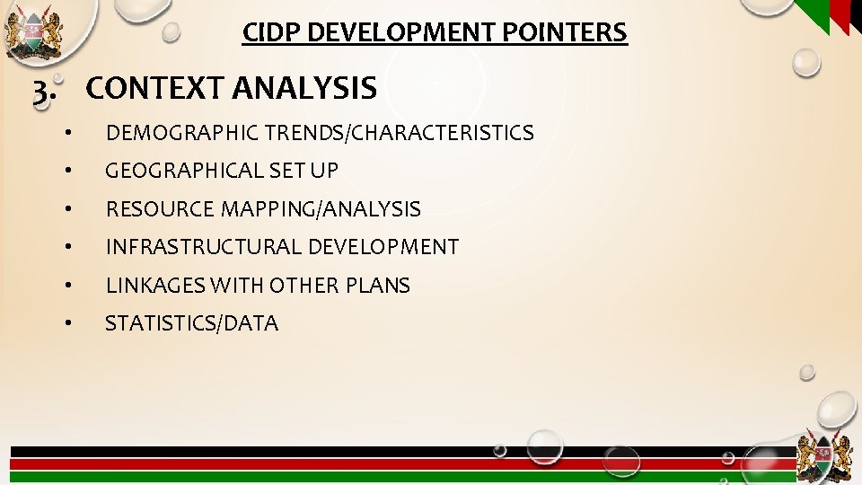 CIDP DEVELOPMENT POINTERS 3. CONTEXT ANALYSIS • DEMOGRAPHIC TRENDS/CHARACTERISTICS • GEOGRAPHICAL SET UP •