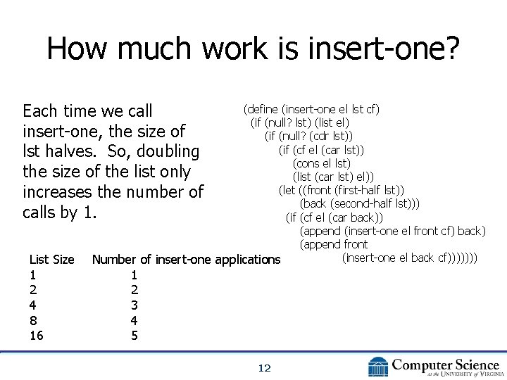 How much work is insert-one? Each time we call insert-one, the size of lst