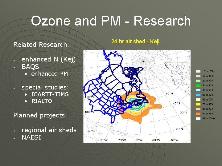 Ozone and PM - Research Related Research: • • enhanced N (Kej) BAQS •