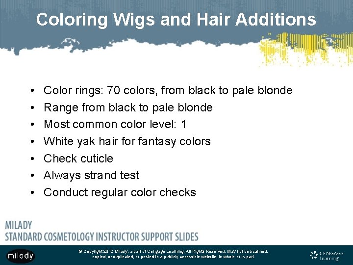 Coloring Wigs and Hair Additions • • Color rings: 70 colors, from black to