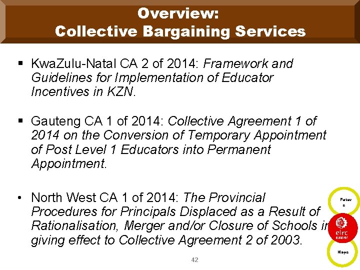 Overview: Collective Bargaining Services § Kwa. Zulu-Natal CA 2 of 2014: Framework and Guidelines